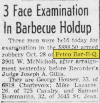 Petco Bar-B-Q - Nov 1945 Robbery